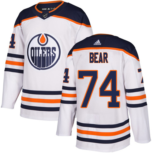 Adidas Edmonton Oilers #74 Ethan Bear White Road Authentic Stitched Youth NHL Jersey